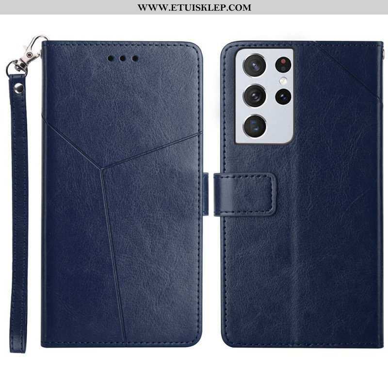 Etui Folio do Samsung Galaxy S21 Ultra 5G Stylowa Skórzana Konstrukcja Geo Y